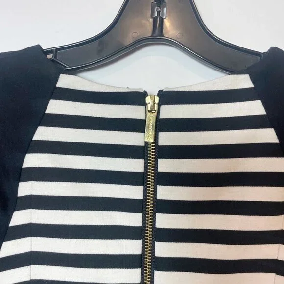 Michael Kors Womens Striped Long Sleeve Sheath Dress Black 2 Zipper Sleeve - Picture 5 of 10